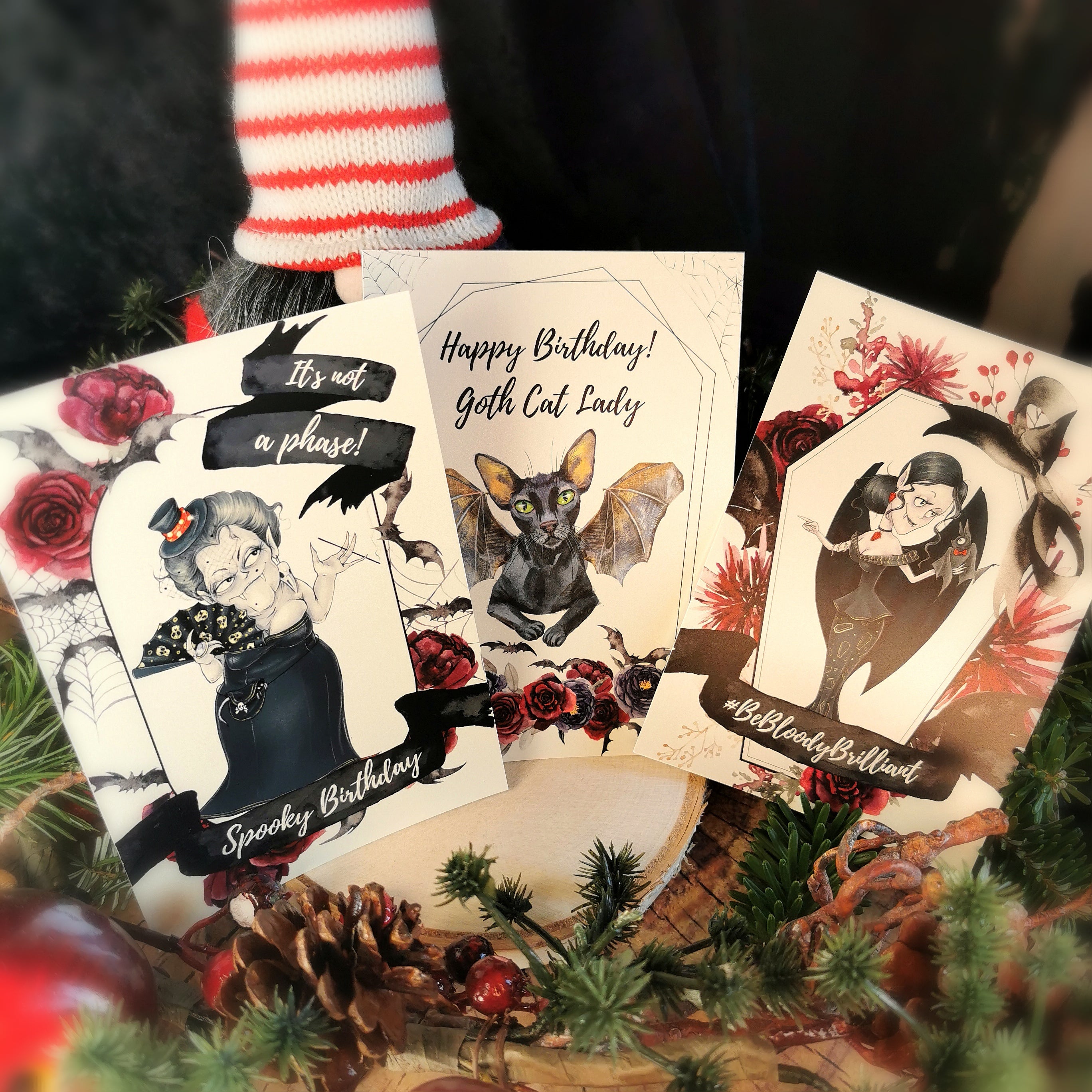 Postkarte Goth Cat Lady
